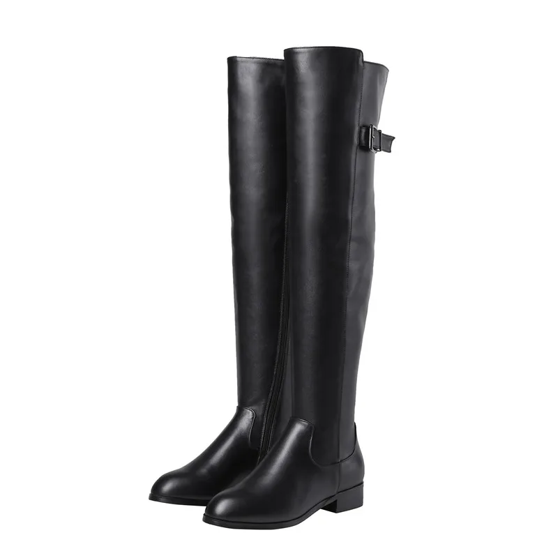 MoonMeek/2020 г. Новые сапоги из натуральной кожи женские выше колена на молнии с