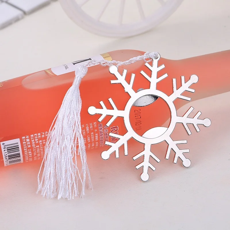 

Kitchen Gadgets Silver Snowflake Shape Beer Opener Tool Christmas Party Gifts Bar Accessories Alloy Funny Bottle Opener Present