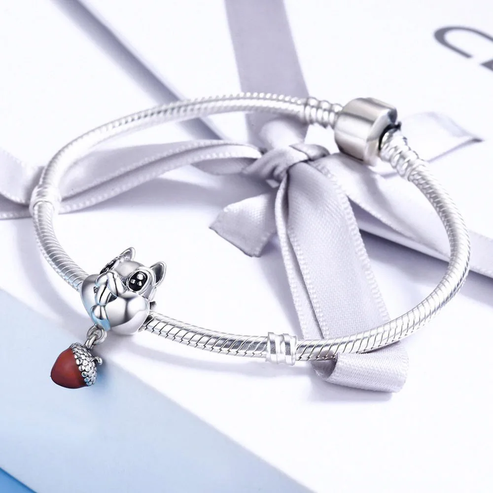 

Fashion Genuine 100% 925 Sterling Silver Animal Squirrel Beads Charms Bracelet & Necklace Women Party DIY Jewelry Gifts