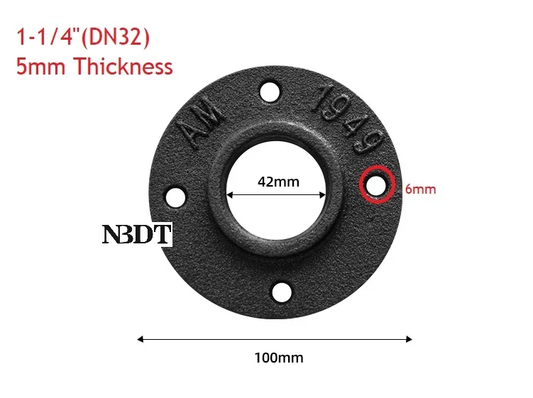 1.25 Inch 2 шт./лот незавершенный ковкий чугун Фланец резьба для стандарта 1/" 3/4" " 1,25" 1," трубный магазин домашний Ретро Декор - Цвет: 1.25 Inch