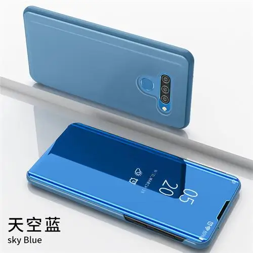 Blue Противоударный чехол для LG Q60 роскошное умное зеркало откидная крышка на LG K50 Fundas на LG K12 Prime Coque LG K12 Max - Цвет: Blue