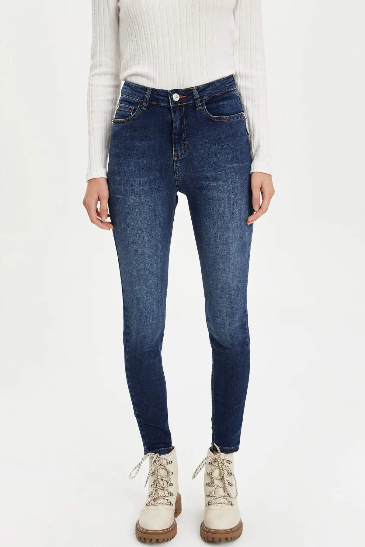 Defacto Осенняя женская обувь из джинсовой ткани с Анной и супер обтягивающие джинсы