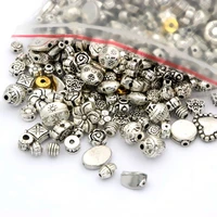 50pcs 5 12mm mix tibetan silver tube cube flat flower small big metal spacer beads for jewelry making diy bracelet accessorie