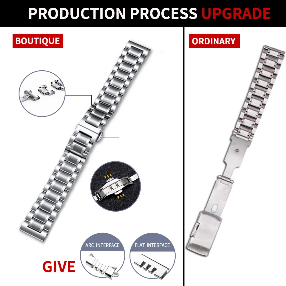 OTMENG Stainless Steel Watch band 18mm 20mm 22mm 24mm Bracelet Women/Men's Wrist Strap Suitable for Various Brand Watchband
