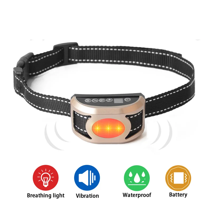 Интеллектуальный антилай для собак Вибрационный ошейник звуковой мигающий