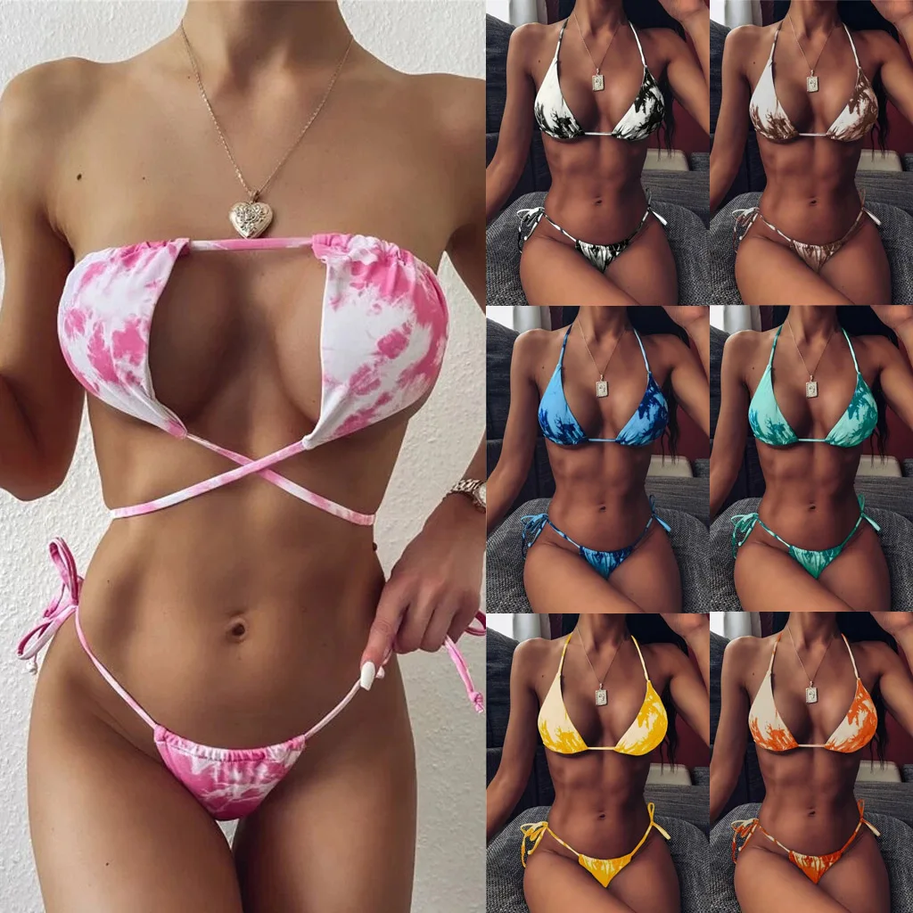 Женский купальник с низкой талией и завязками на талии сексуальный завязках