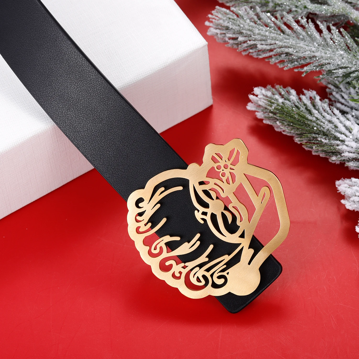 Personalized Santa Claus Buckle For Women Fashion Luxury Design Brand Black Leather Belt Unisex Accessories Christmas Gift