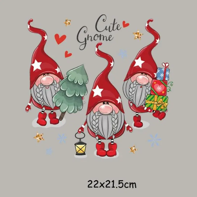 

22x21.5cm Christmas Santa Claus Iron On Patches For DIY Heat Transfer Clothes T-Shirt Thermal Stickers Decoration Printing
