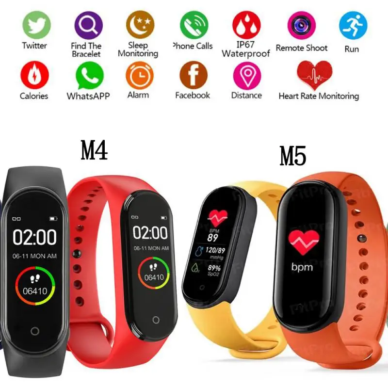 

M5/M4 Smart Band Fitness Tracker Watch Sport Bracelet Heart Rate Blood Pressure Smartband Monitor Healthy Wristband Waterproof