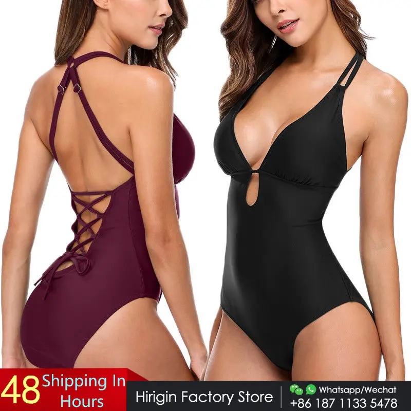 Размера плюс 2018 новые летние купальники для женщин Цельный купальник однотонный