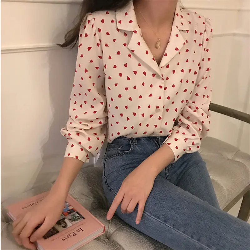 Женская винтажная блузка HziriP Повседневная Свободная с длинным рукавом и