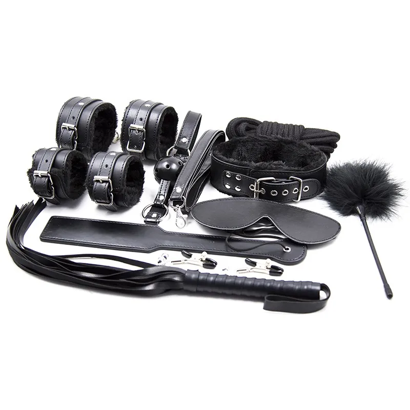 Много шт./Набор кожаные наручники королевские хлысты веревка зажимы для сосков