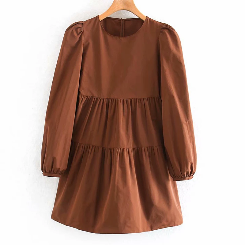 ZA/Новинка 2020 года модное платье для женщин Лидер продаж круглый вырез длинный