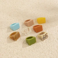summer fashion colorful geometric acrylic ring candy color irregular trendy modern rings for women female party finger jewelry