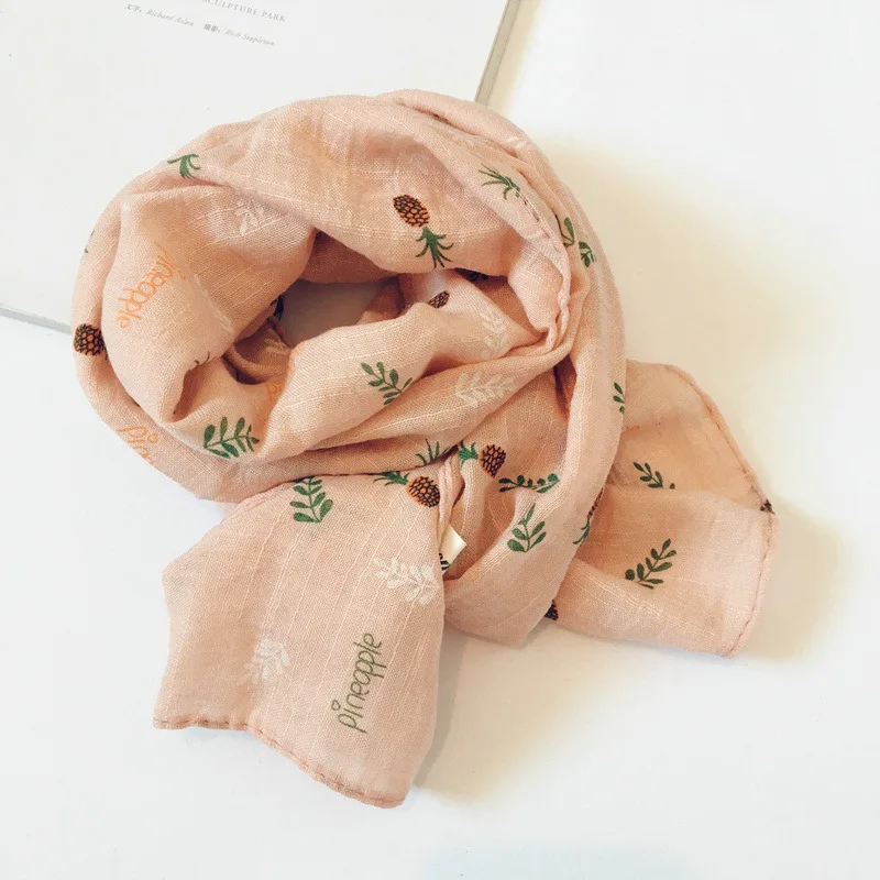 light pink pineapple Осенняя одежда в горошек Милая снуд детский модный Винтаж льняной, хлопковый шарф для детей мягкие Kawaii Снуд шарф для малышей на зиму - Цвет: light pink pineapple