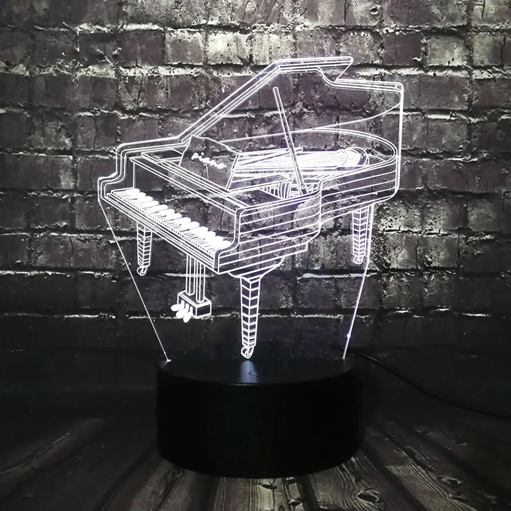 Музыкальный инструмент Ретро фортепиано 3D USB светодиодный светильник 7 цветов лампа музыкальный подарок Детская Спальня украшение Элегантные ночные огни RGB Лава