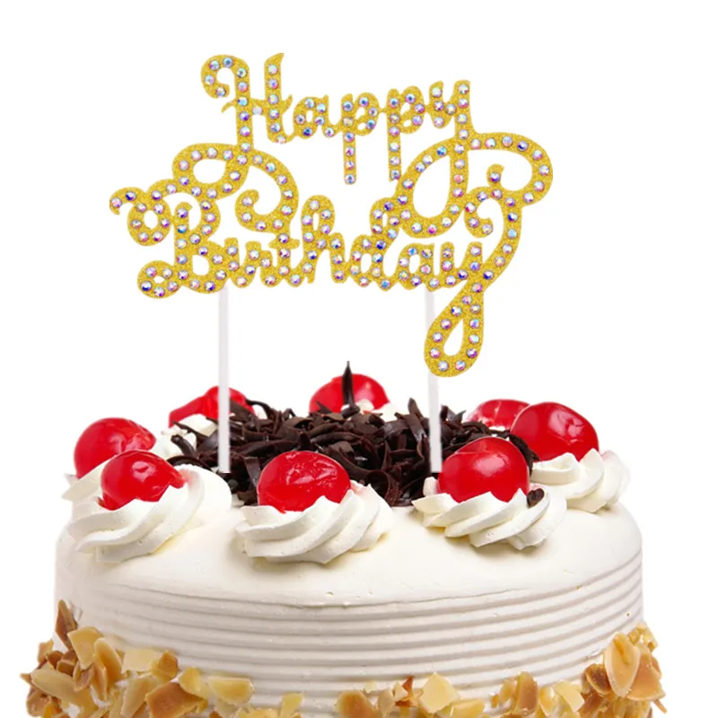 Блестящие Хрустальные Фигурки для торта флаги дети день рождения кекс Топпер