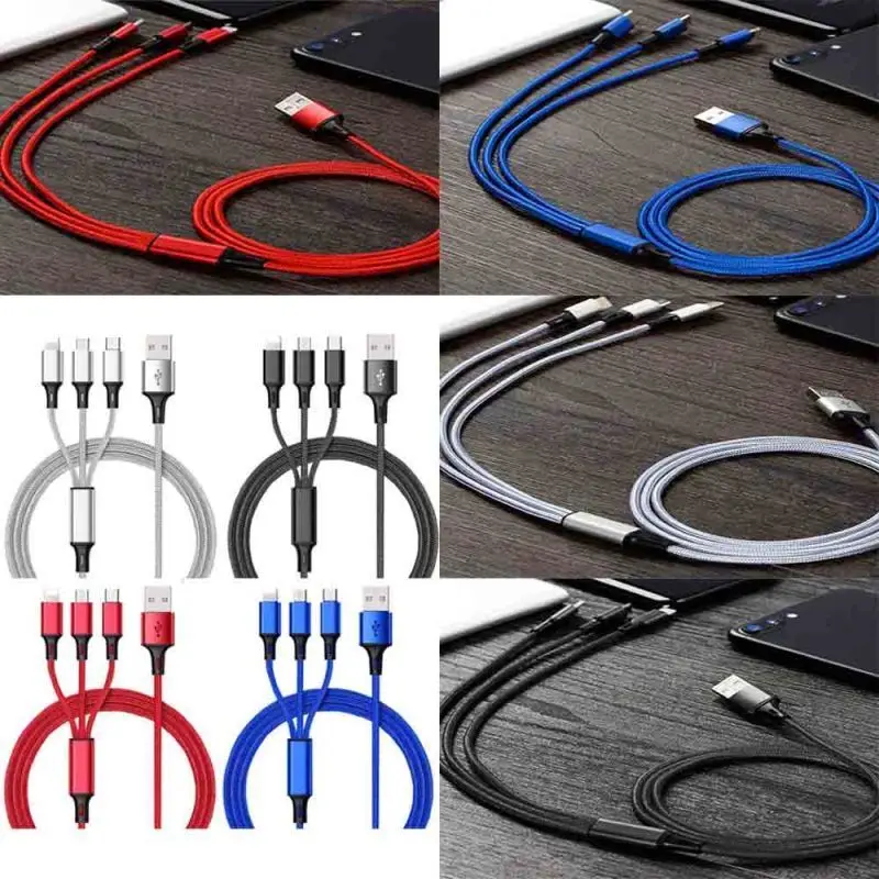 

3 in 1 Multi Charger Cable Cord Lighting Type C Micro USB Data Sync Fast Charger