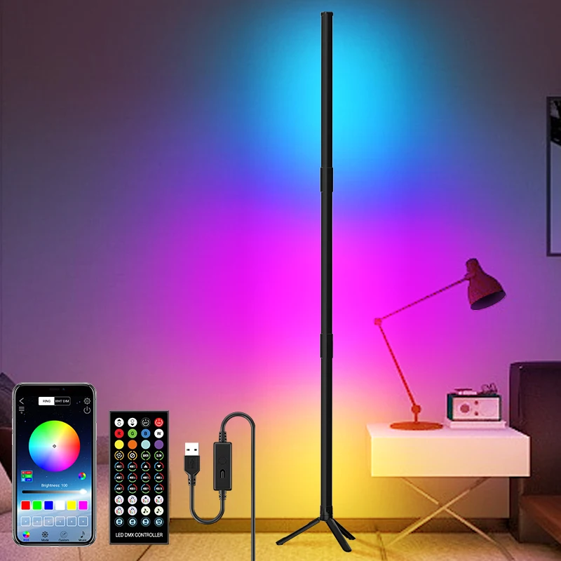 

Современная напольная Светодиодная лампа RGB, умный напольный светильник для спальни, прикроватное украшение, гостиная, комнатная атмосфера...