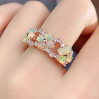 100 real 925 sterling silver natural fire opal flower ring women man free size rings for engagement wedding anniversary party