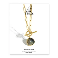 ssteel korean necklaces for women 925 sterling silver designer luxury labradorite pendants necklace colar prata 925 jewellery