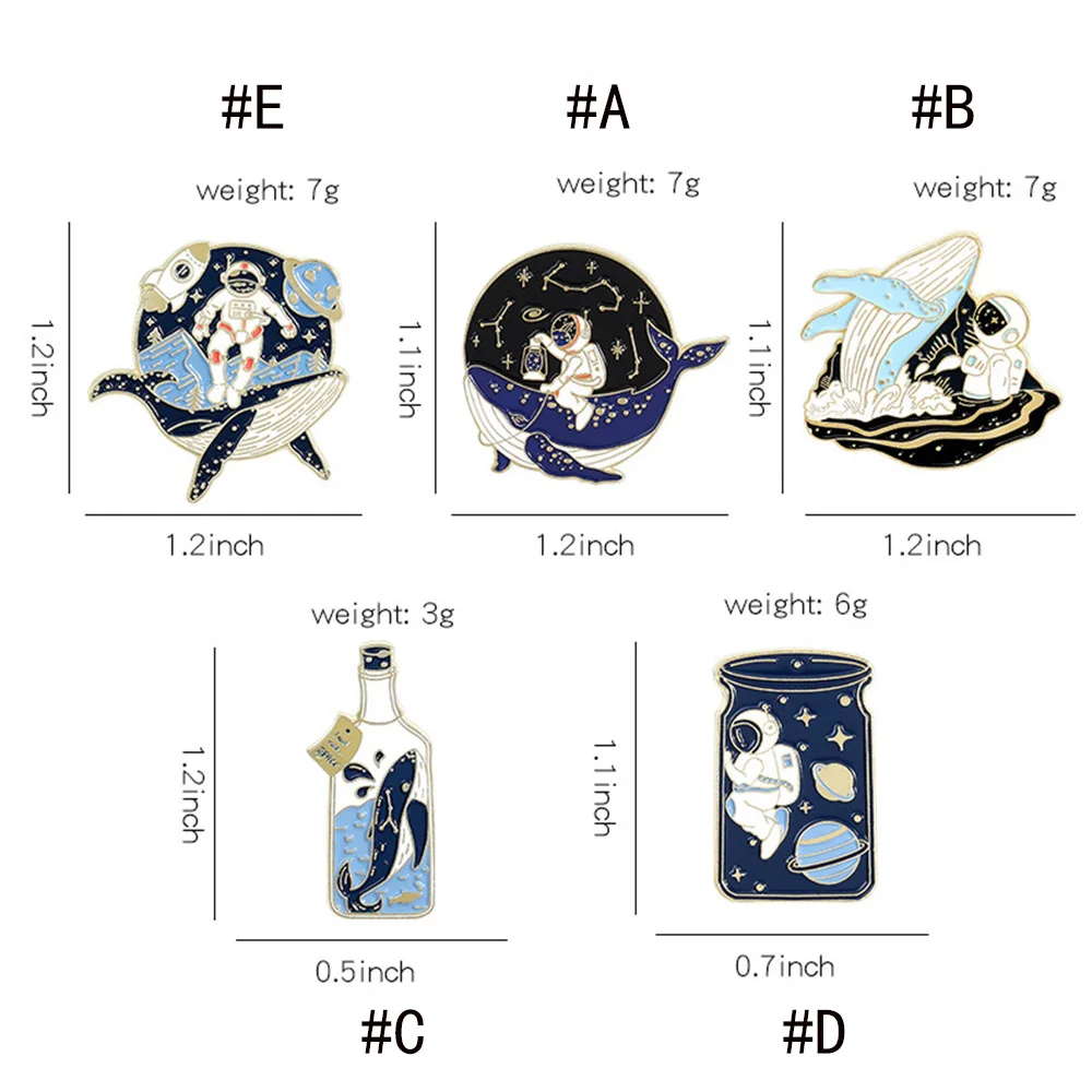 

Brooches Astronaut and Whale Enamel Pin Adventure Ocean Drifting Wishing Bottle Bag Lapel Pin Badge Jewelry Gift for Friends