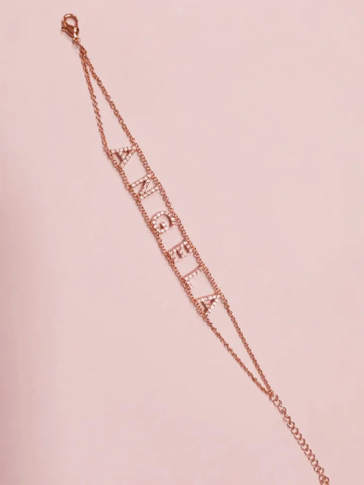 Rose Gold Color Duoying циркония браслеты с буквами на заказ полный камень циркон персонализированные ювелирные изделия инициалы имя браслет цепочка браслет Рождественский подарок - Окраска металла: Rose Gold Color