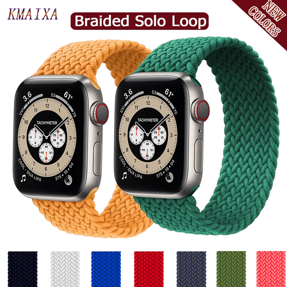 Ремешок нейлоновый для Apple Watch Band 44 мм 40 42 38 эластичный тканевый браслет с петлей