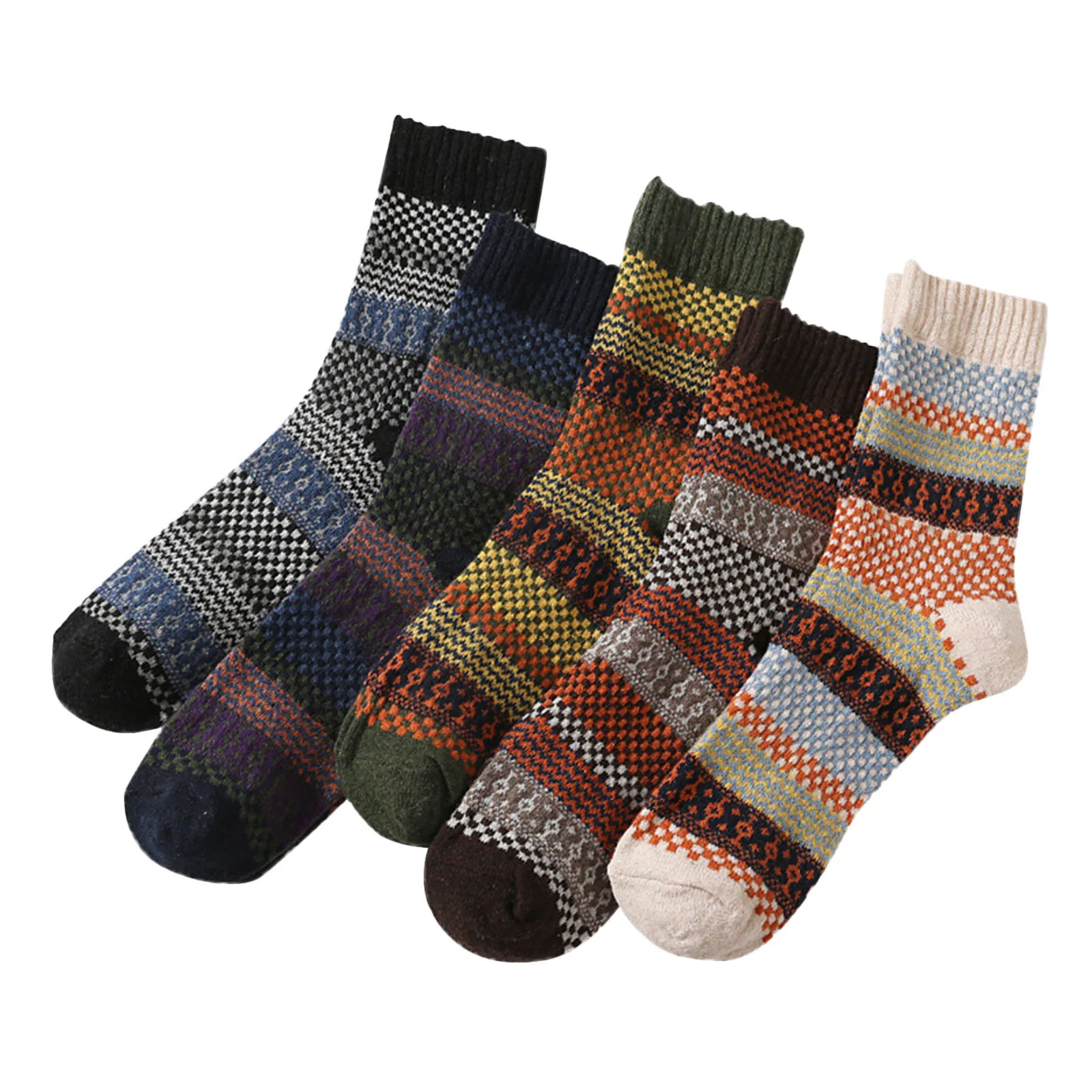

5pairs/lot New Witner Thick Warm Wool Women Socks Vintage Christmas Socks Couple Cotton Colorful Socks Gift Free Size #T2G