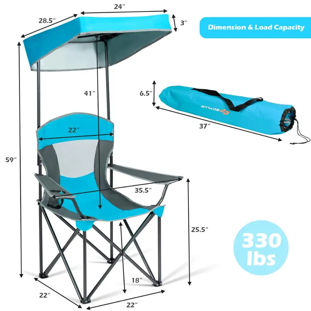 저렴한 휴대용 접이식 캠핑 캐노피 의자, 컵 홀더 쿨러 포함, 야외 OP70570