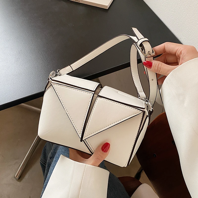 

Collapsible Solid Colour PU Leather Shoulder Bag for Women 2021 Summer Female Fashion Travel Crossbody Handbag and Purses