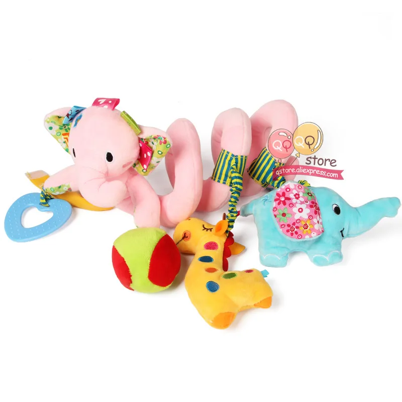 Pink Elephant Детские игрушки для детей от 0 до 12 месяцев, плюшевая погремушка для кроватки, спиральный подвесной мобиль, детская коляска для новорожденных, кровать, животное, подарок, счастливая обезьяна - Цвет: Pink Elephant