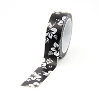 new 1pc 15mm10m white flowers leaves black washi tape washi stickers diy scrapbooking masking tape school office supply