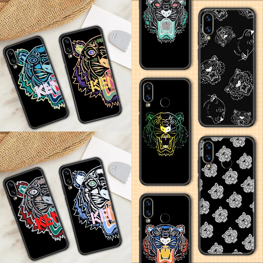 

Fashion Brand Tiger Luxury Phone case For Huawei Honor 6 7 8 9 10 10i 20 A C X Lite Pro Play black tpu coque trend waterproof