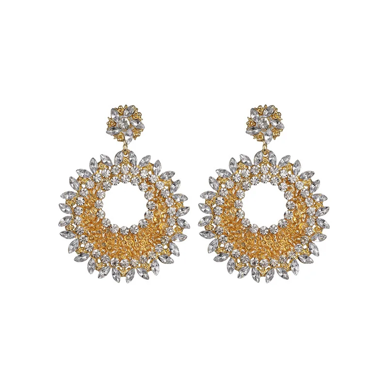 

Fashion Oversized Hollow Round Alloy Drop Earrings For Women Geometry Alloy Earrings Wedding Pendientes Party Jewelry