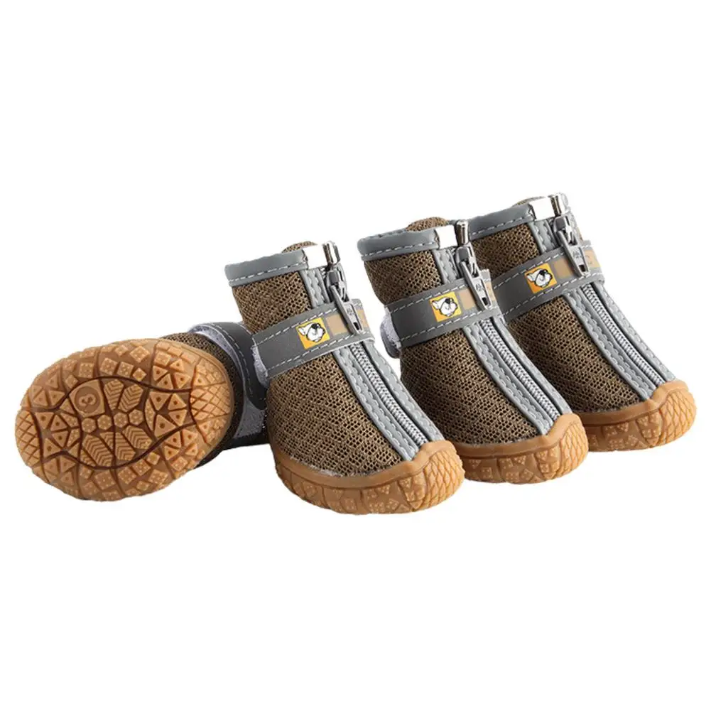 

Ботинки для собак, защита лап, 4 шт., дышащие ботинки для снега собак со светоотражающими полосками, противоскользящие, водонепроницаемые