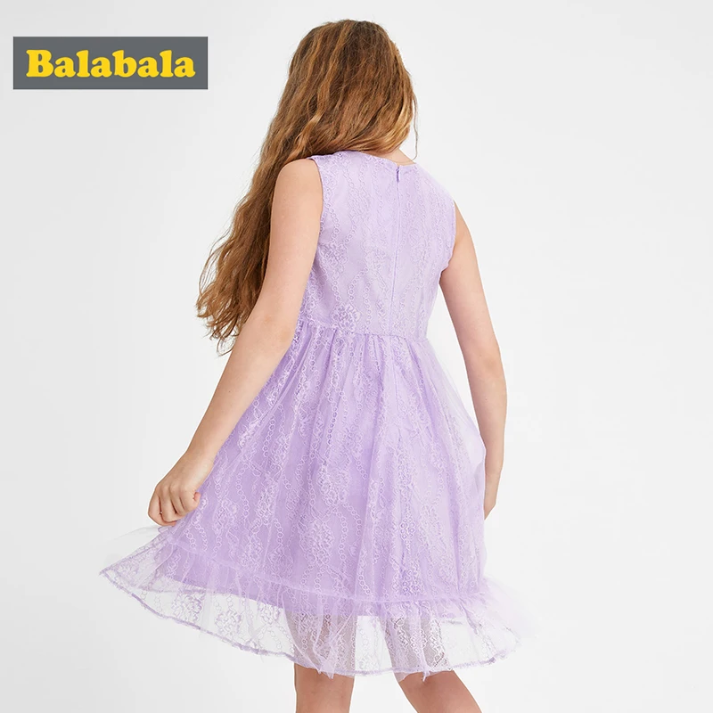 Balabala Girl dress children 2020 summer new clothing big lace sleeveless princess | Детская одежда и обувь