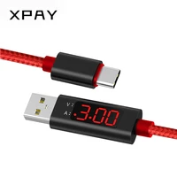 3a max cable micro usb data charge digital led voltage and current screen nylon braided usb cable for samsung xiaomi lg