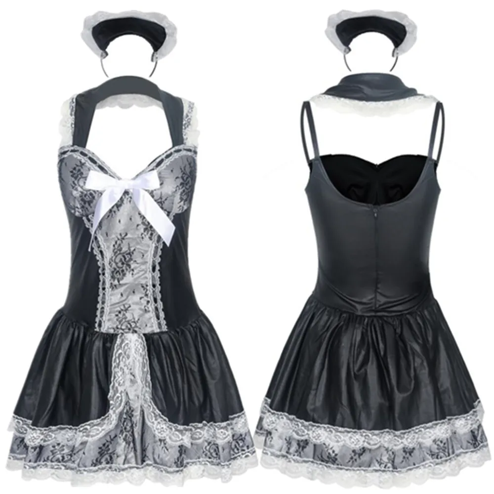 

Sexy French Maid Costume Lace Babydoll Dress Women Lingerie Cosplay Servant Erotic Uniform