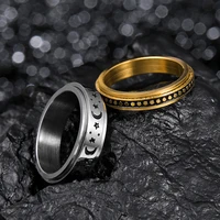 fashion new 6mm 8mm rotatable basic ring for men gold color stainless steel casual male anel stylish punk spinner jewelry