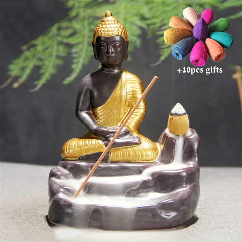 Керамический обратный поток курильница подставка для благовоний статуя Будды