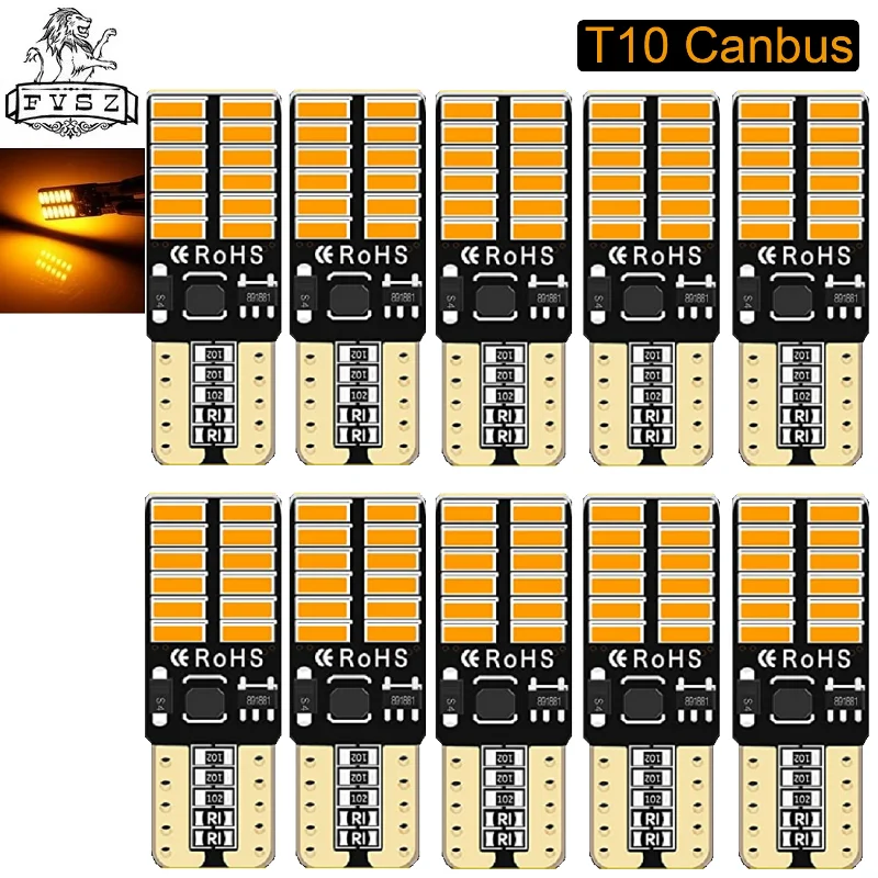 10 шт. светодиодный Автомобильные светодиодные лампы Canbus 24SMD T10 LED W5W 4014 12 В