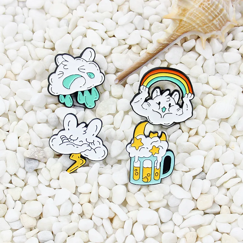 Креативная модная мультяшная брошь на лацкан с милыми облаками Луной и маслом