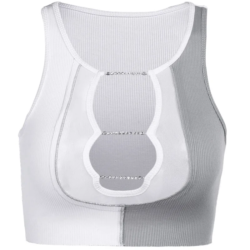 

Gothic Tank Tops for Women Summer 2021 Croptops Y2k Aesthetic Streetwear Clothes Sexy Hollow Mesh Patchwork Ladies Vest Tops