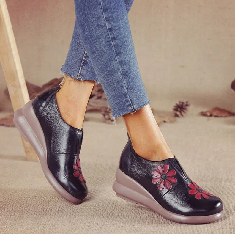 

Women shoes lady canvas shoes casual shoes ShangPing increase wedge shoe leather lady Chinese national design embroidered flower