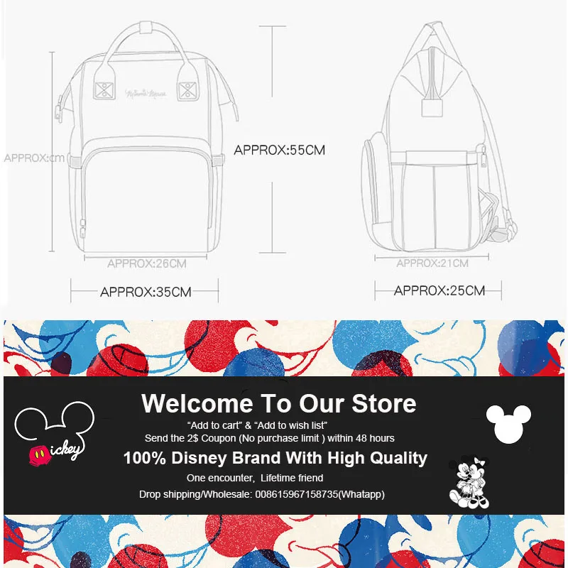 Disney USB сумка для пеленок детские сумки ухода бутылочка подогреватель рюкзак мам