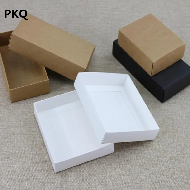 

30pcs 6 sizes Kraft paper box with a lid,White cardboard gift box,Black carton,Brown paper packaging box,Party craft present box
