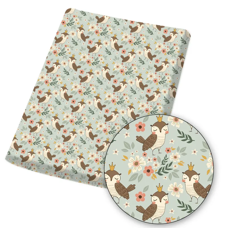

Fabric Polyester Cotton Cloth Sheets Cartoon Owl Printed Breathable Health Mask Dress Making DIY Crafts Material 45*145cm 1pc