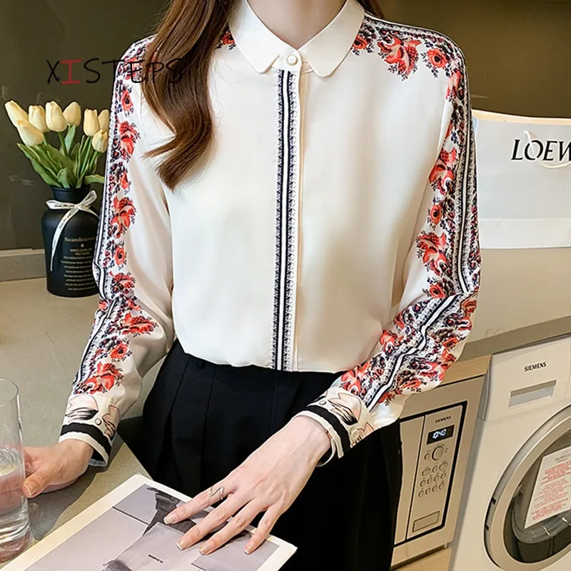 

Рубашка женская с длинным рукавом и принтом, осень 2021