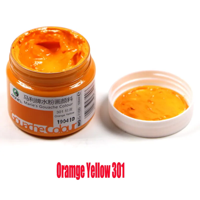 Oramge Yellow 301 100 мл/бутылка гуашь пигмент Искусство Ручная роспись специальный пигмент школьное искусство специальная краска великолепный гуашь пигмент 42 цвет optiona - Цвет: Oramge Yellow 301